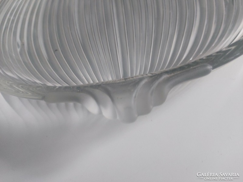 Nagy, impozáns, dekoratív kristály üveg tál 34 cm. Felső felületén néhány karcolással.