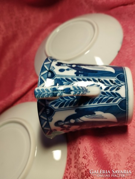 Kangxi "Long Elisa" mintával kék-fehér kínai csésze aljjal, 2 pár