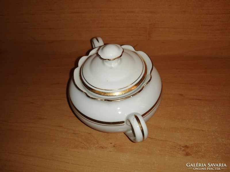Mz Czech porcelain gold striped sugar bowl (6/k)