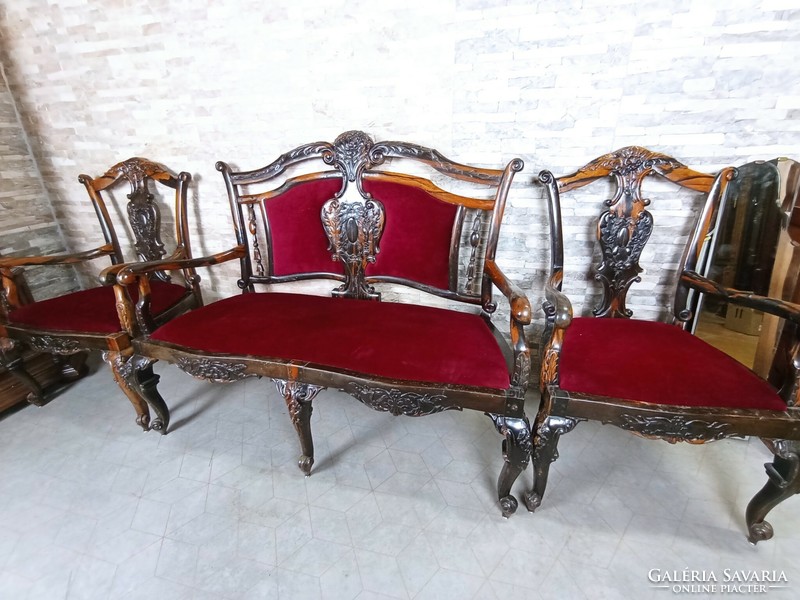 Antique baroque rosewood lounge set