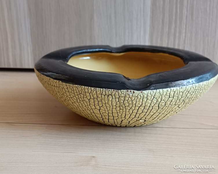 Retro Hódmezővásárhely ceramic bowl with cracked glaze