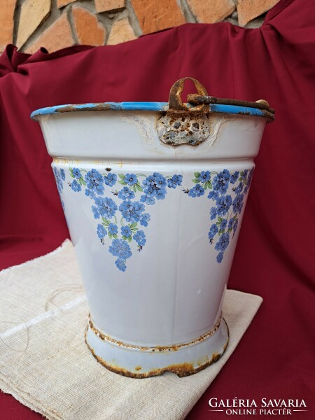 Csepel forget-me-not floral enameled bucket legacy antique nostalgia