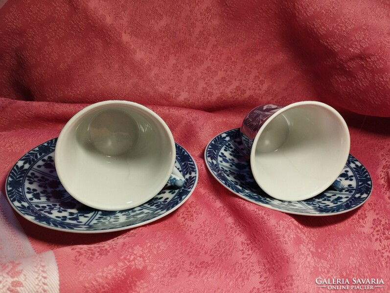 Blue and white Japanese porcelain cup with bottom, 2 pairs