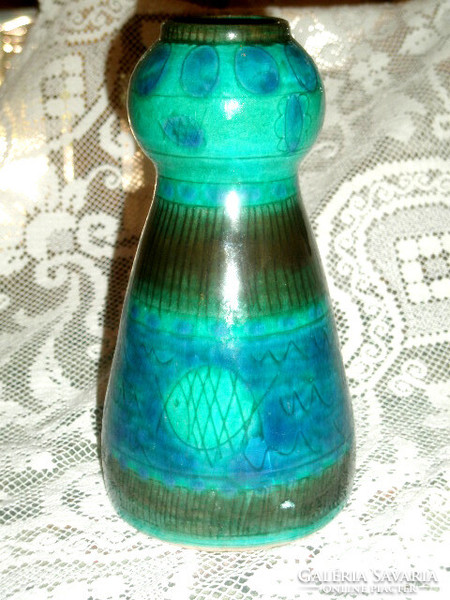 Mid-century fish glazed ceramic vase - 22 cm - art&decoration