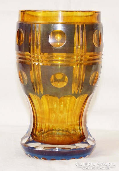 Antique Czech original double layer überfrang Bieder decorative glass