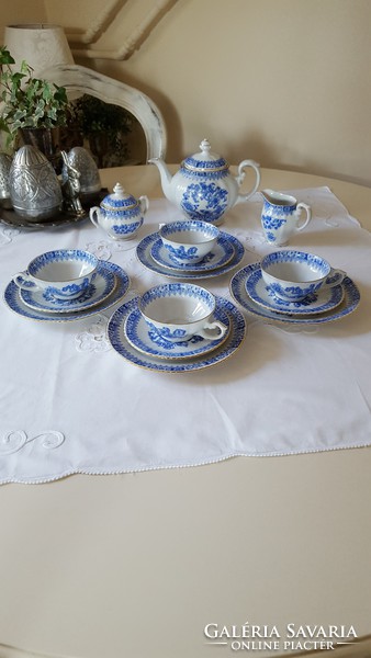 Gyönyörű China Blau mintás Bavaria porcelán reggeliző,teás-kávéskészlet