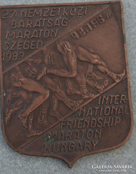 27. nemzetközi barátság maraton szeged1983  bronz plakett