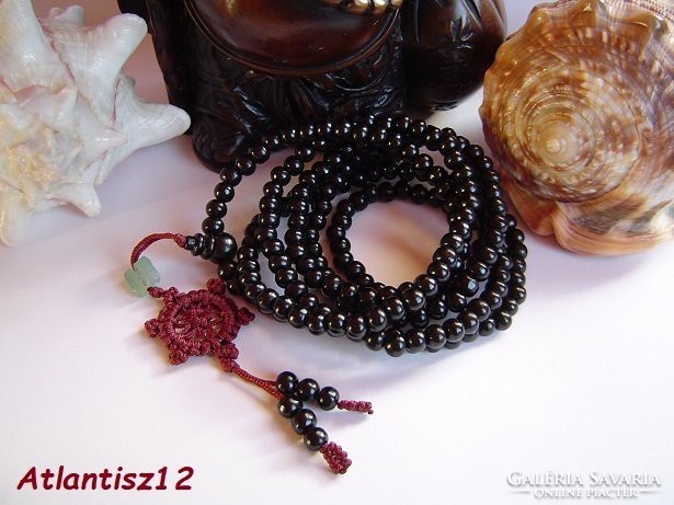 Sandalwood prayer beads, mala, black color, 216 stitches, 6mm
