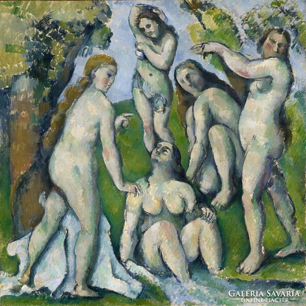 Cézanne - Öt fürdőző nő - vakrámás vászon reprint