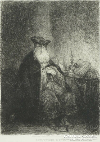 Rembrandt festménye után : Ülő öregember