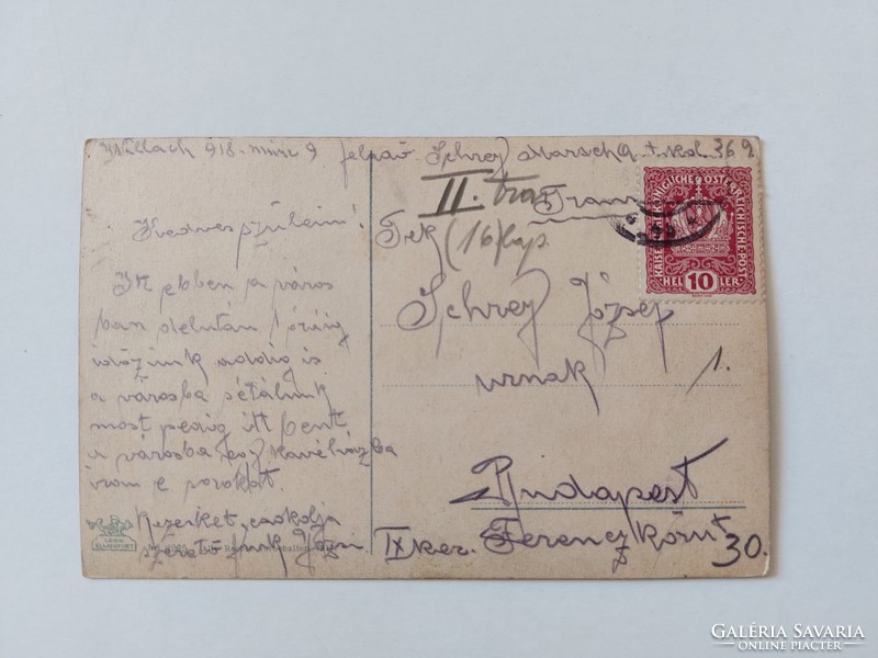 Régi képeslap 1918 Villach fotó levelezőlap