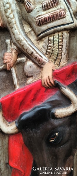 Falikép fa keretben Torreádor bikával. Alkudható!