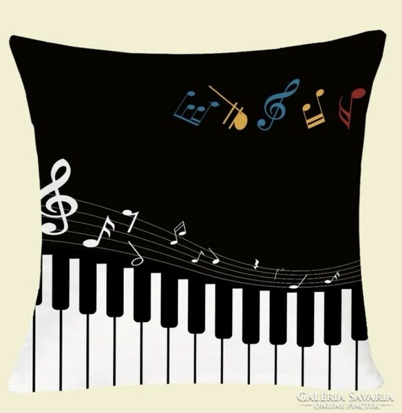 Individual decorative pillow cover, pillow cover with a piano motif