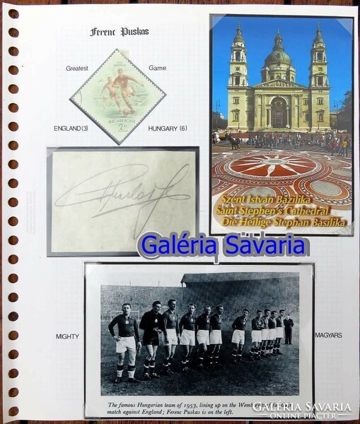 Golden team rifleman Ferenc souvenir with original signature. Relic football soccer ball