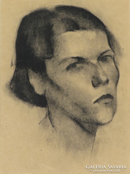 Hungarian artist around 1910: woman with bob haircut