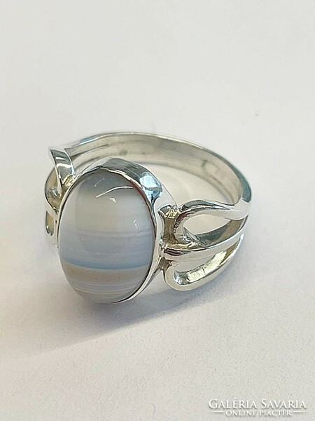 Agate stone silver ring 57m