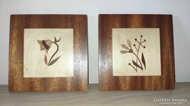 Veb möbelwerke naumburg wood marquetry pictures in pairs