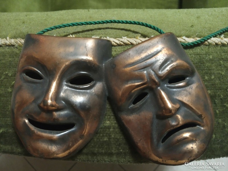 Copper crying-laughing masks