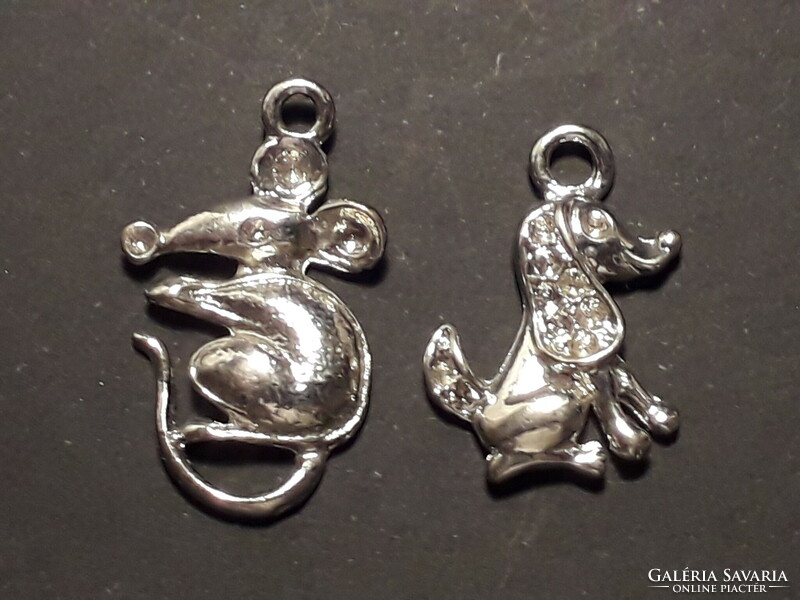 Bizsu metal pendant mouse dog together