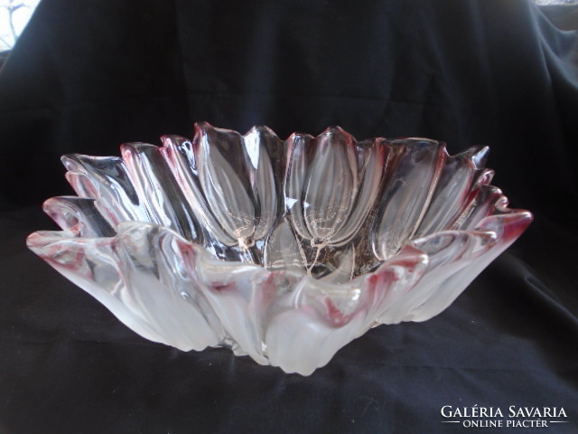 Hatalmas kristály kínáló tulipános mintázattal a legszebb darab 30 x 11,5 cm cca 4-5 literes (laliqu