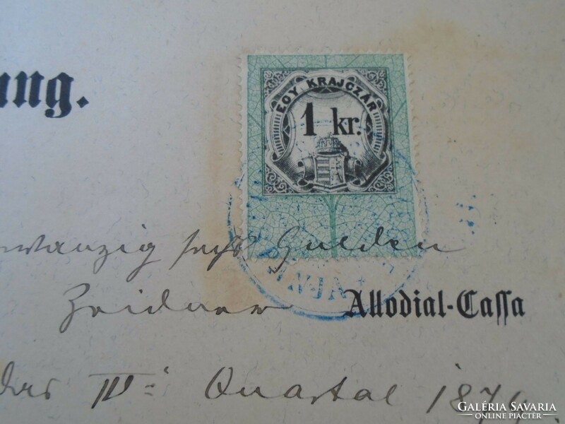 Za427.5 Old document - receipt - quittung - zeiden - black pile - 1879 - 26 frt 25 kr duty stamps
