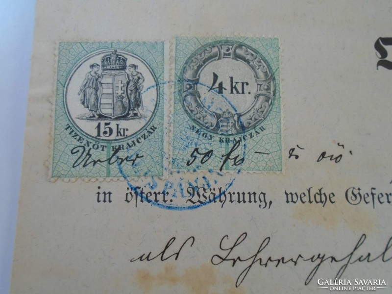 Za427.16 Old document - receipt - quittung - zeiden - black pile - 1879 - 50 frt duty stamps