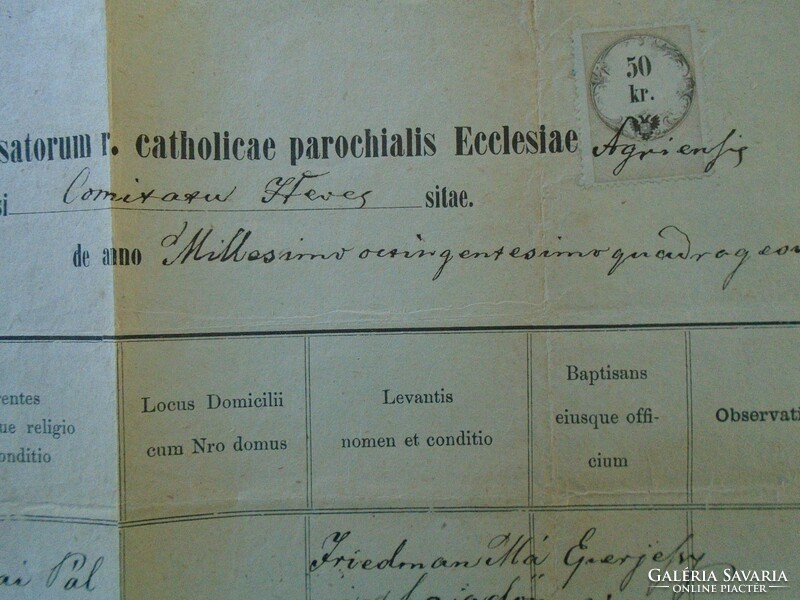 Za430.9 Old document Eger 1865 - Erzsébet Bauer Budai - Mária Friedman - János Eperjessy