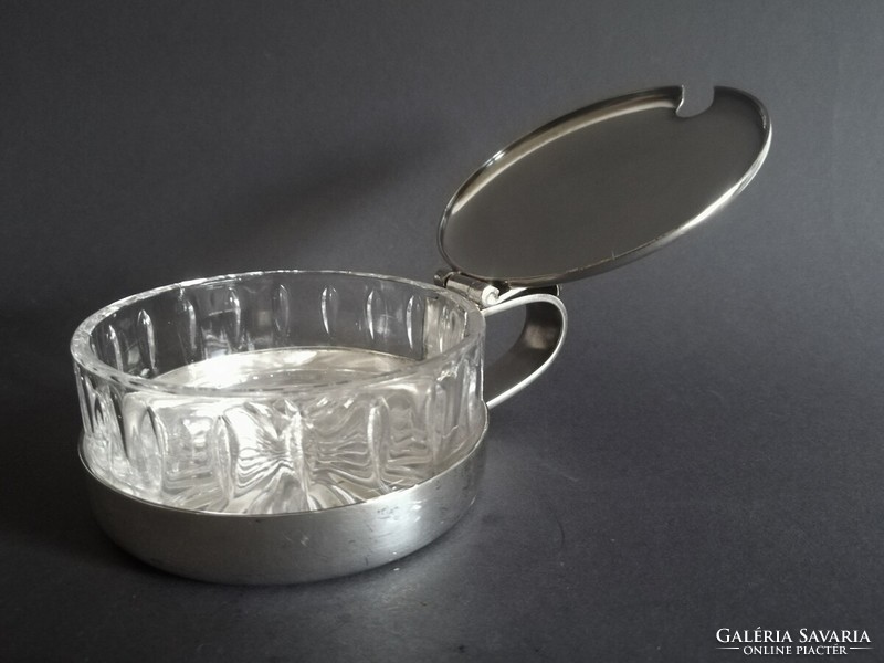 Sambonet art-deco/bauhaus silver plated jam/sugar bowl 1950s Italy