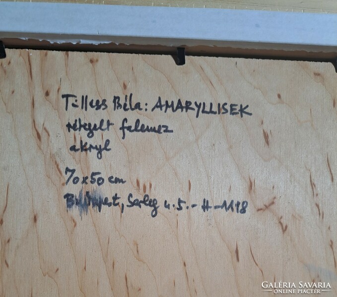 Tilless Béla: Amaryllisek - akril festmény kerettel együtt - virágok, amarillisz