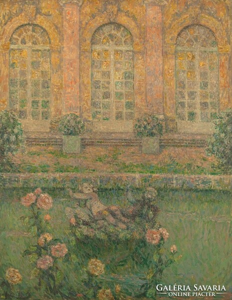 Henri Le Sidaner - Rózsák a kastély ablakai előtt - vakrámás vászon reprint