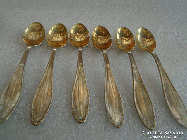 6 silver-plated and double-gilded spoon heads (thick silver-plated) mocha spoons, rarity