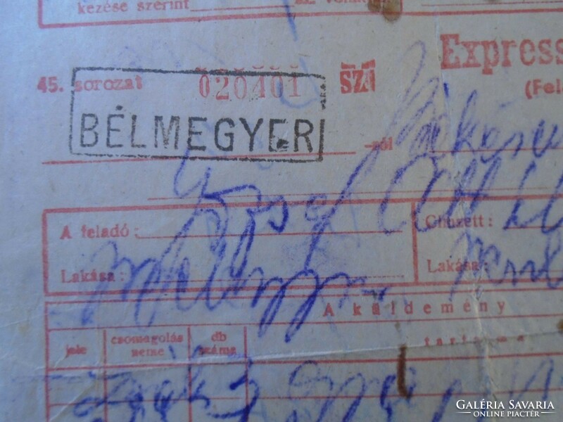 Za431.2 Old document express goods receipt Bélmegyer - Békéscsaba Kossuth 1957 - railway - máv