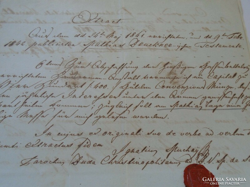 ZA426.15 Régi irat -Esztergom - Alapítvány Fundatio Bruckner  1848   - Kunszt József - Muchay Ignácz
