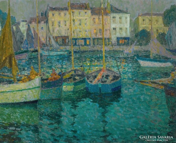 Henri le sidaner - boats in the harbor - blindfold canvas reprint
