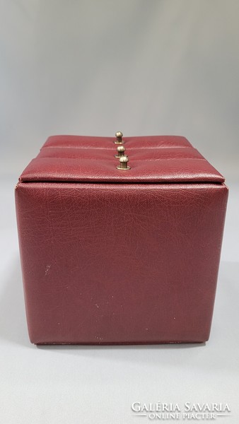 Old, leather-covered, drawer jewelry box