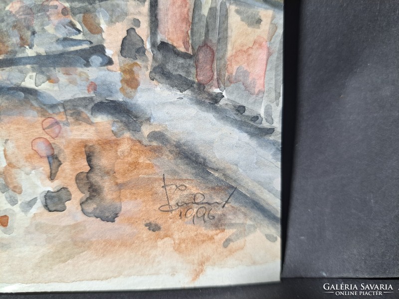 Watercolor streetscape 1996, with undeciphered sign (29x23 cm)