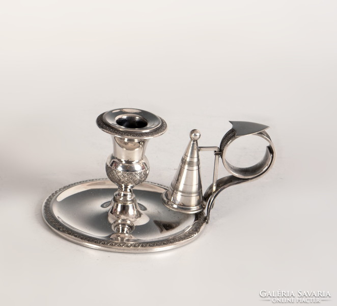 Silver hand candle holder - with candle tap