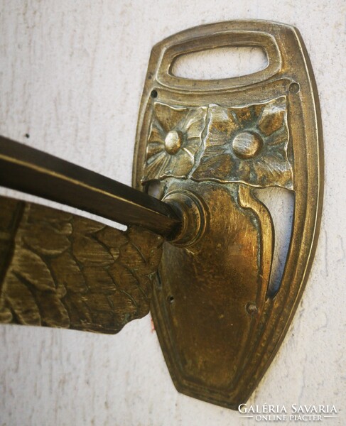 Díszes Szecessziós réz falkar fali lámpa eredeti antik