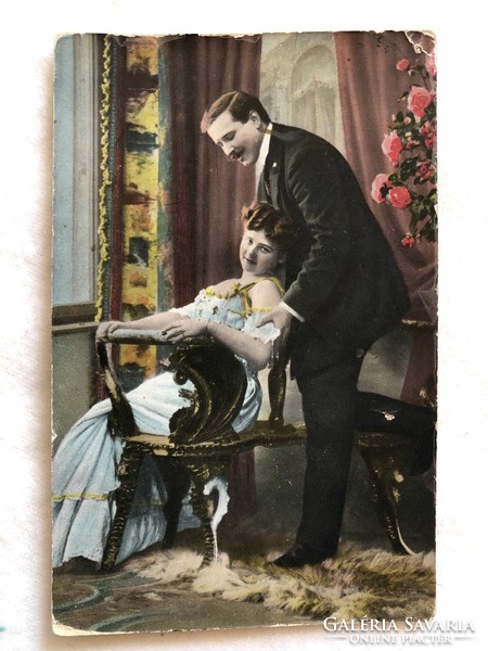 Antique, old romantic postcard - 1910 -3.