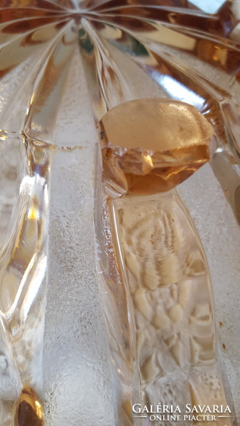 Beautiful art deco inwald salmon-colored, thick crystal bowl