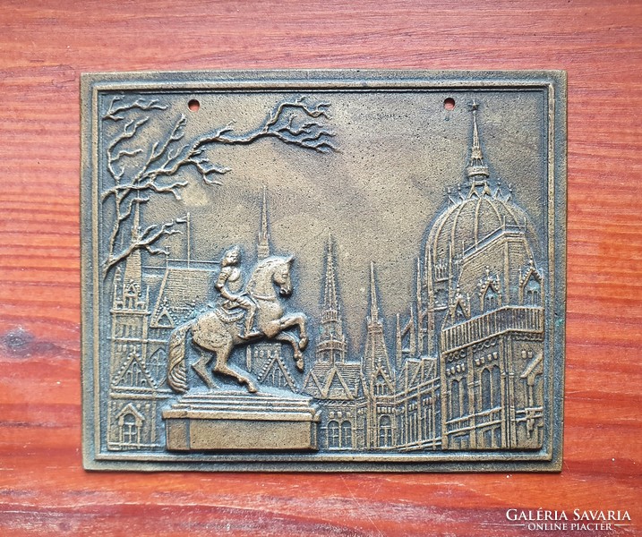 Bronz plakett, II.Rákóczi Ferenc lovas szobor, Budapest, Kossuth Lajos tér