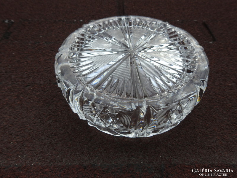 Heavy thick polished glass crystal large ashtray