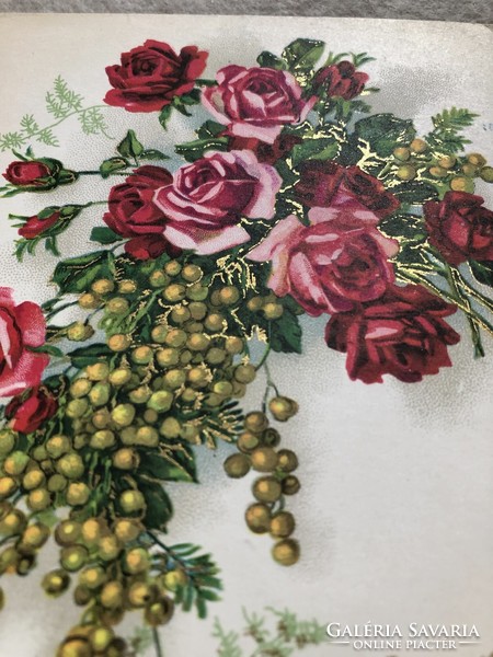 Antik, régi litho virágos képeslap