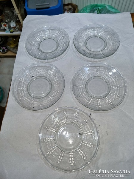 5 old glass cake plates