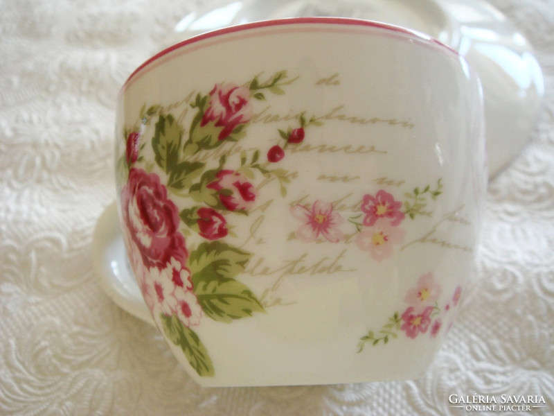 Vintage rosy pink floral porcelain cup