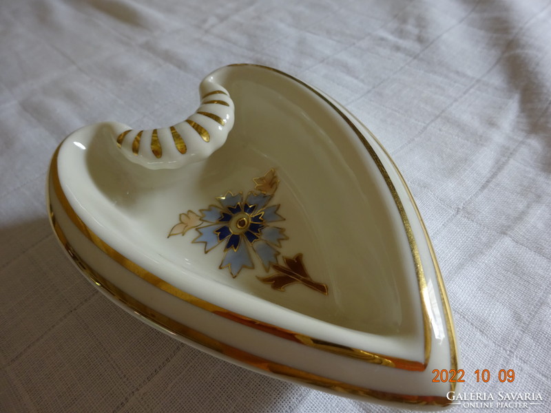 Zsolnay cornflower heart-shaped bowl, jewelry holder