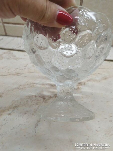 Strawberry patterned glass serving dish, table center serving dish for sale!