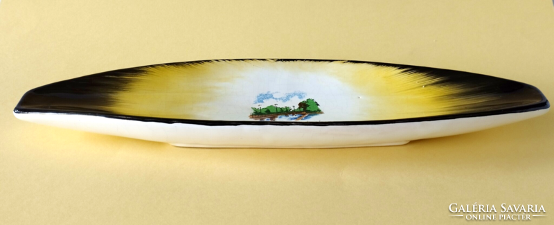 Retro Bodrogkeresztúr ceramic centerpiece, boat bowl