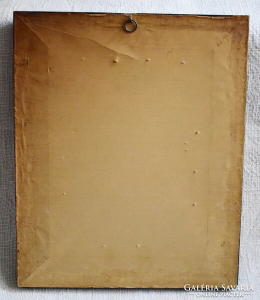 Képkeret régi nyomattal 27,5 x 33 cm , ebből a keretvastagság 5 cm