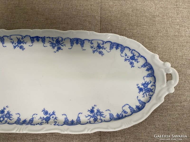 Zsolnay porcelain blue floral centerpiece, serving bowl a43